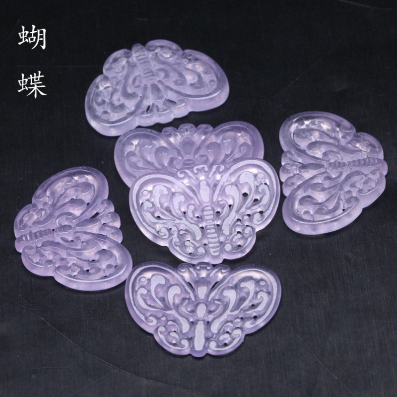 Beading - 2pc 천연 보라색 옥 중공 비즈