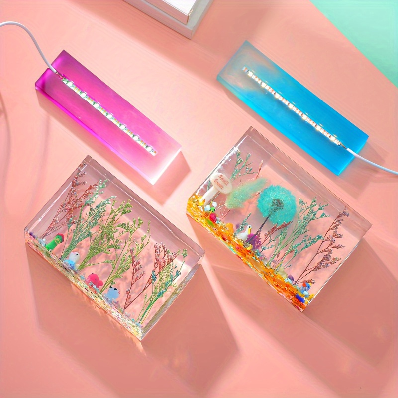 Silicone Epoxy Resin Molds Set - 받침대와 함께 제공되는 6개의 사각형 실리콘
