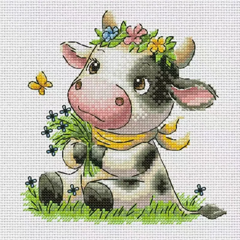 Cross Stitch Stamped Kits Beginners - [CC2949-귀여운 아기 소] | 초보자를 위한