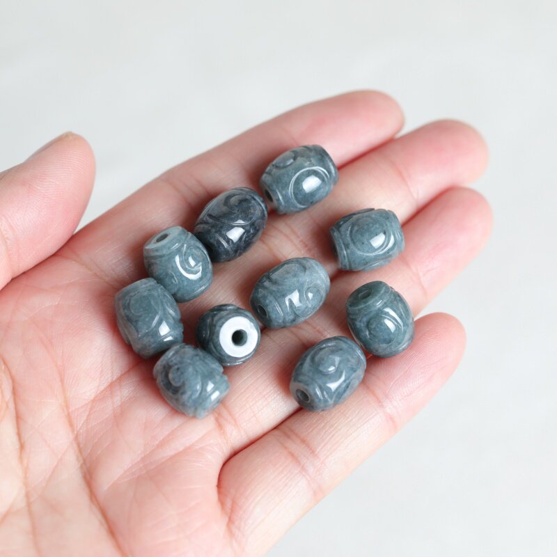5PC 천연 블루 워터 옥 리플 버킷 비즈 DIY 팔찌 - Beading 리뷰 및 가격