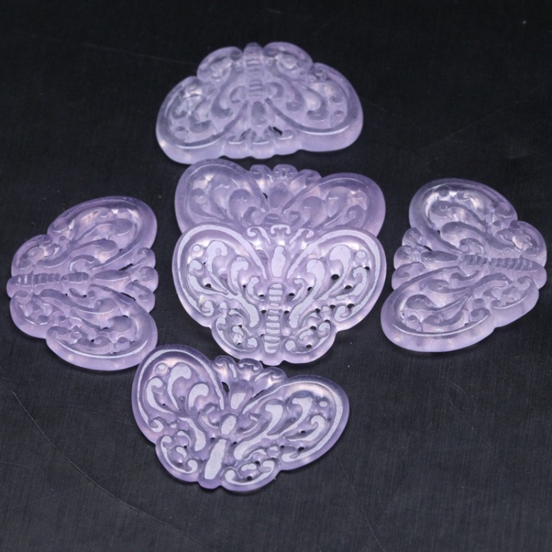 2pc 천연 보라색 옥 중공 비즈 나비 펜던트 경옥 에 - Beading 리뷰 및 가격