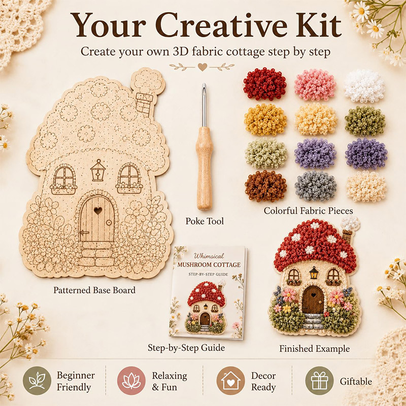 3D 버섯집 포케 아트 DIY 키트 패브릭 펀치 니들  - Craft Tools 리뷰 및 가격