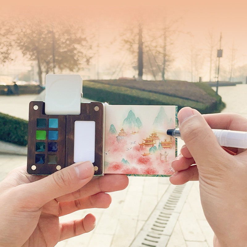 미니 휴대용 수채화 안료 단색 포장 나무 상자 세트,  - Watercolor Paint Set Solid Pigment 리뷰 및 가격