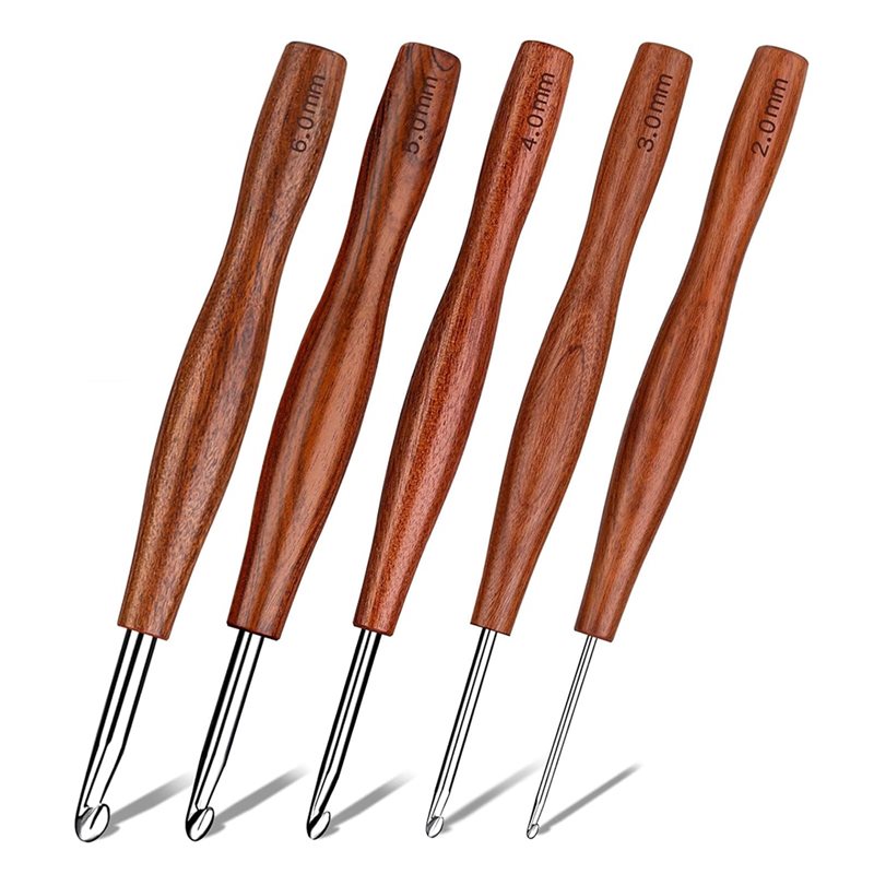 AS94-5 크로셰 바늘 세트, 5가지 크기의 알루미늄 - Wooden Crochet Hooks Ergonomic Handle 리뷰 및 가격